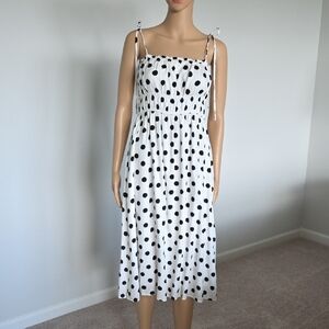 Black and White Sleeveless Square Neck Sundress S